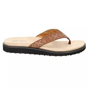 EASY STREET Stevie Tan / Matallic Nailheads Thong Sandals